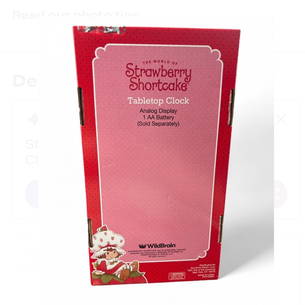 NEW Strawberry Shortcake Tabletop Clock w/ Custard Analog Desk Decor Box Wear - Picture 2 of 3